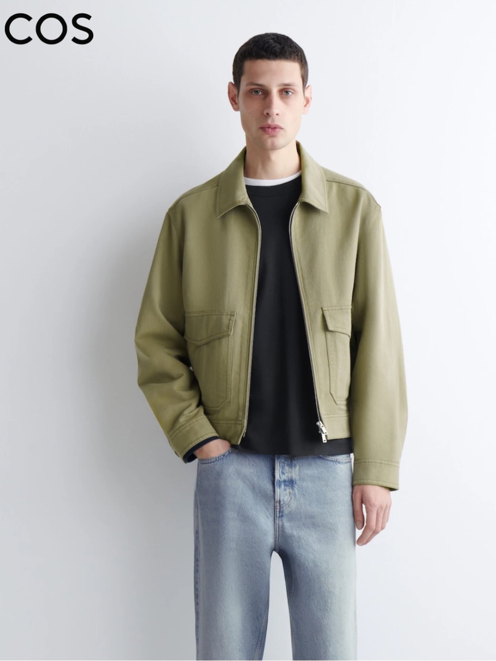 NWT COS Men's Olive Zip-Front Utility Jacket